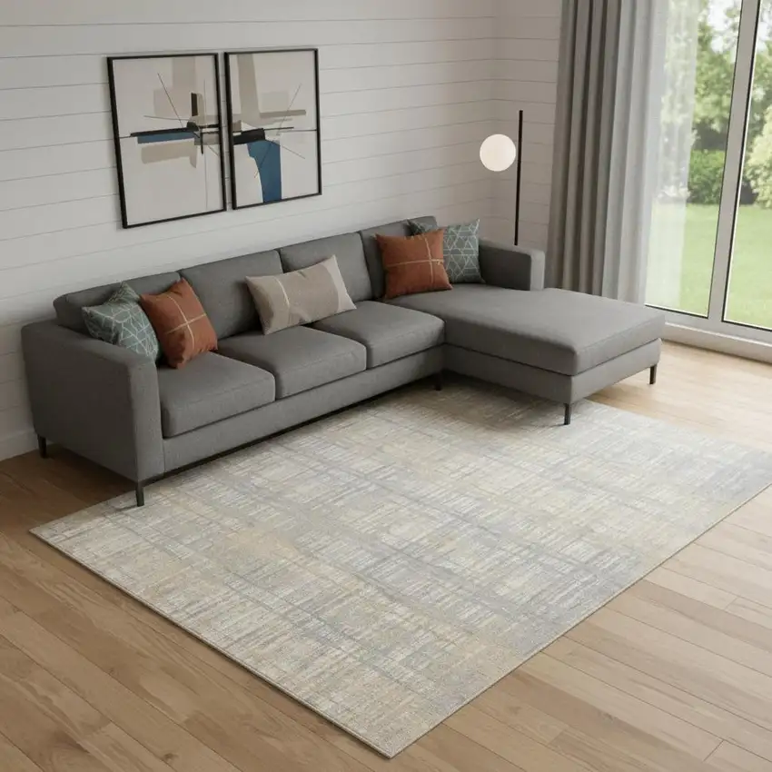 Gray Abstract Power Loom Area Rug Photo 1