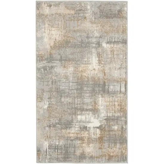 Gray Abstract Power Loom Area Rug Photo 2