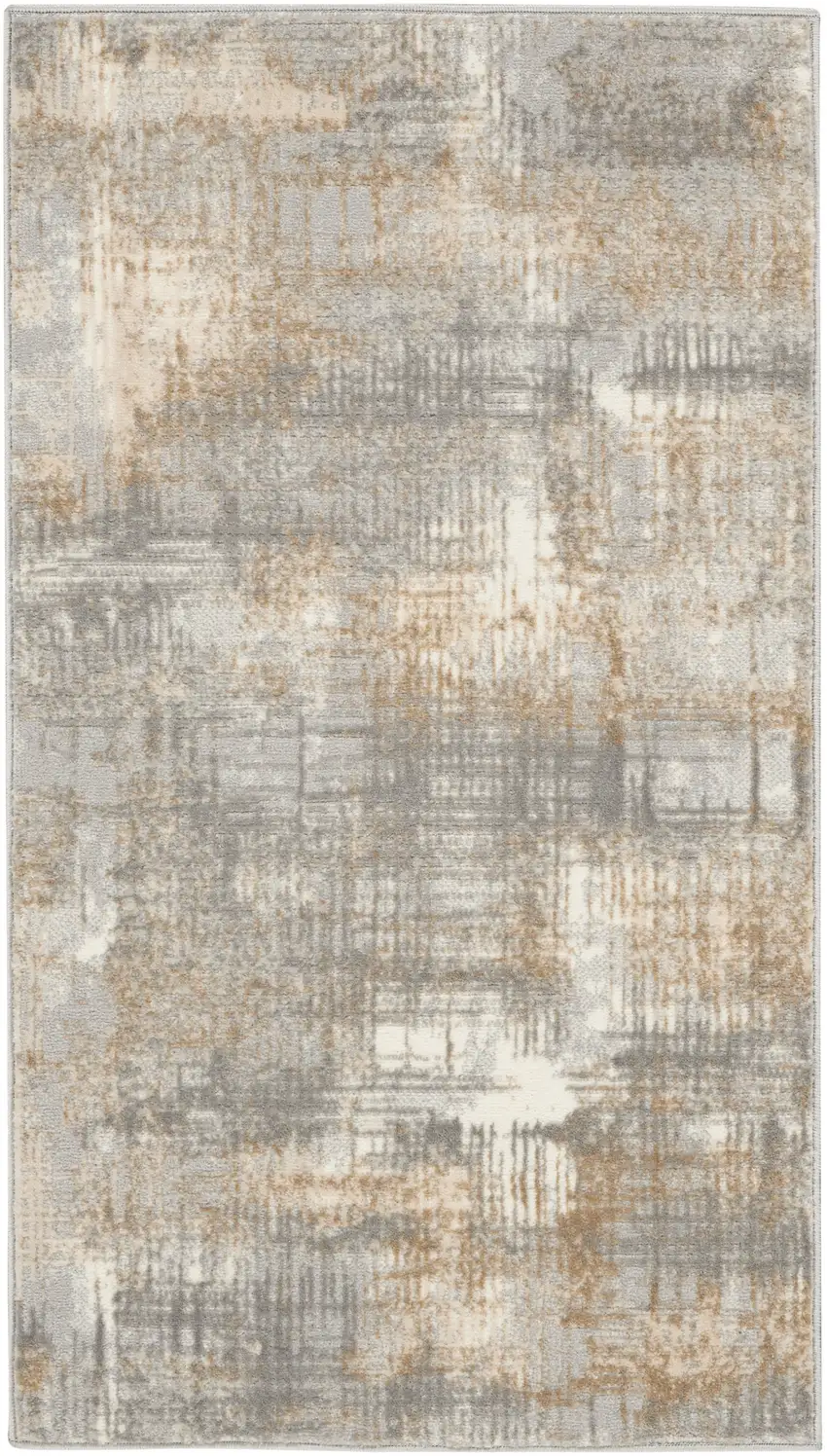 Gray Abstract Power Loom Area Rug Photo 2