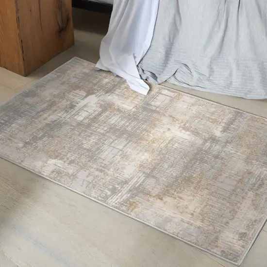 Gray Abstract Power Loom Area Rug Photo 4