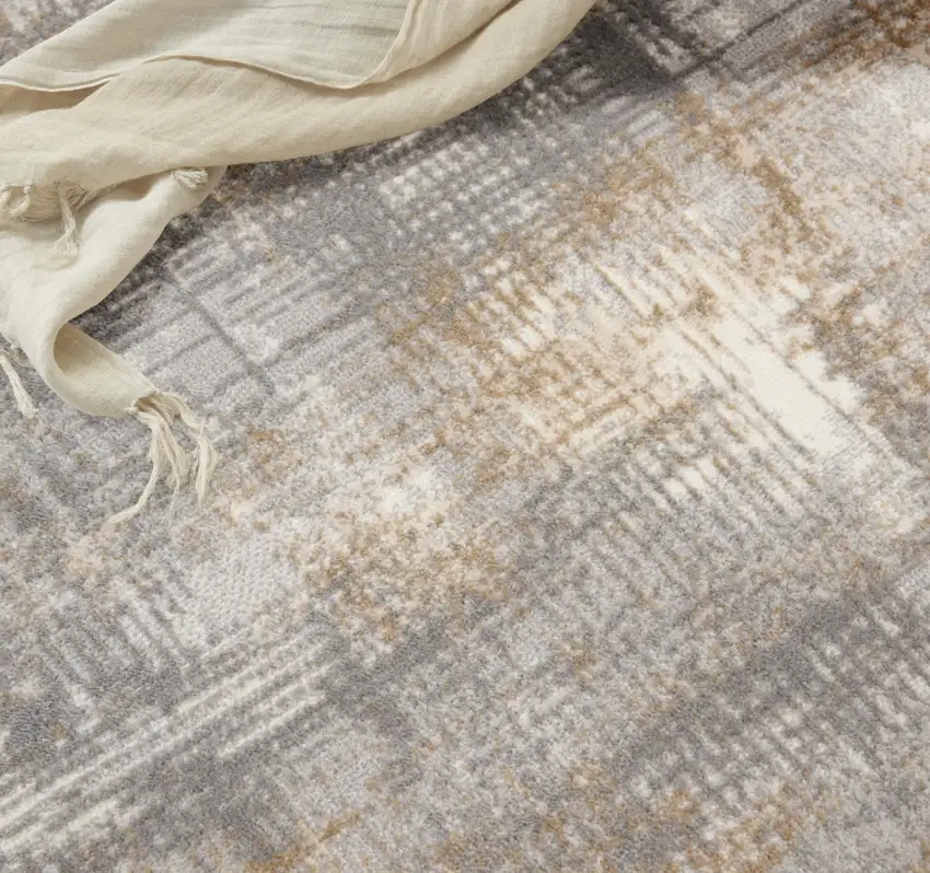 Gray Abstract Power Loom Area Rug Photo 8