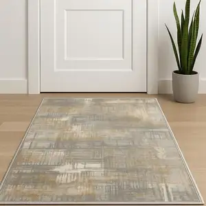 Photo of Gray Abstract Power Loom Area Rug