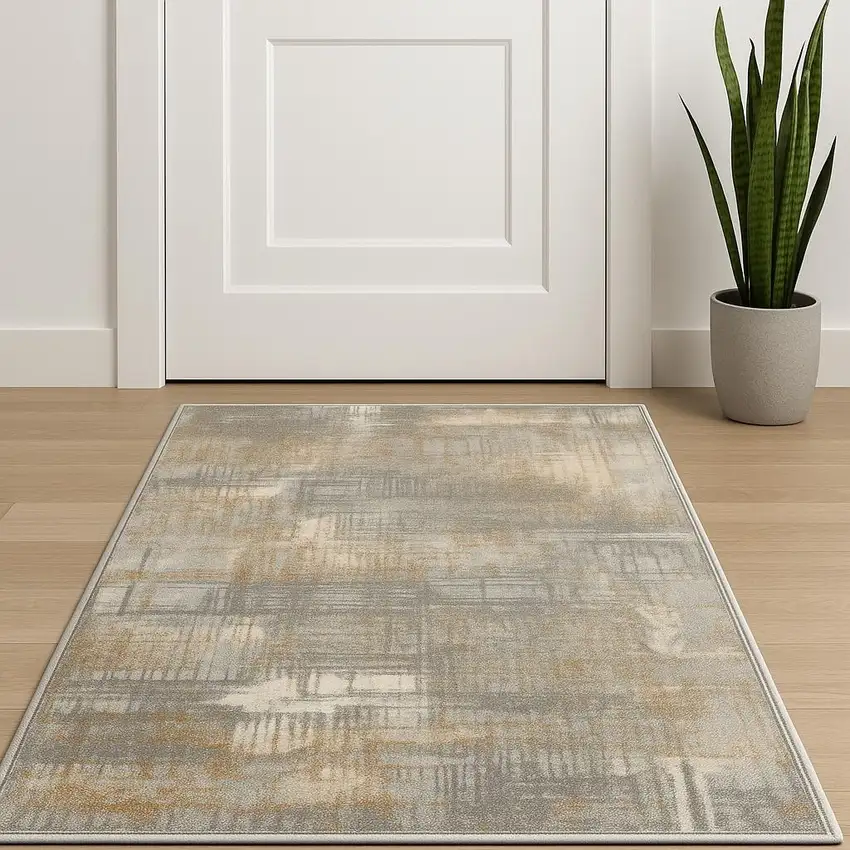 Gray Abstract Power Loom Area Rug Photo 1