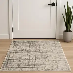 Photo of Gray Abstract Power Loom Area Rug