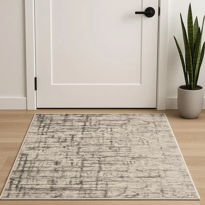 Gray Abstract Power Loom Area Rug Photo 1
