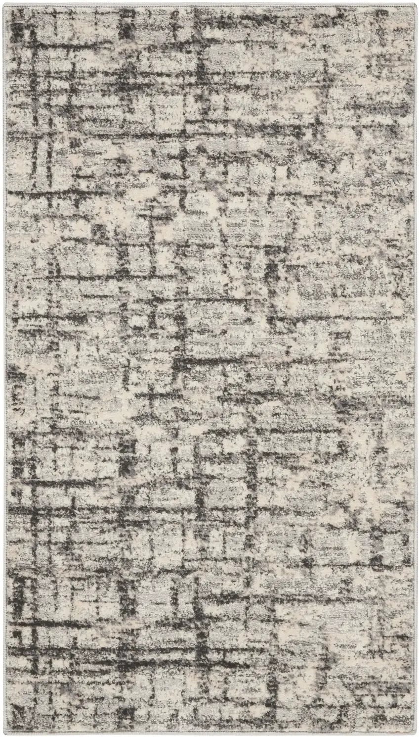 Gray Abstract Power Loom Area Rug Photo 6