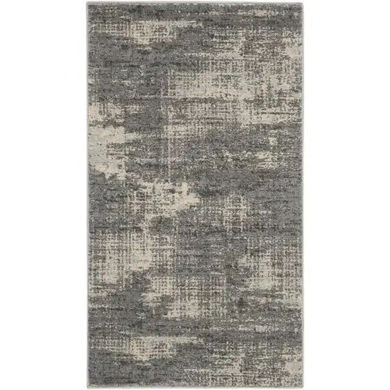Gray Abstract Power Loom Area Rug Photo 2