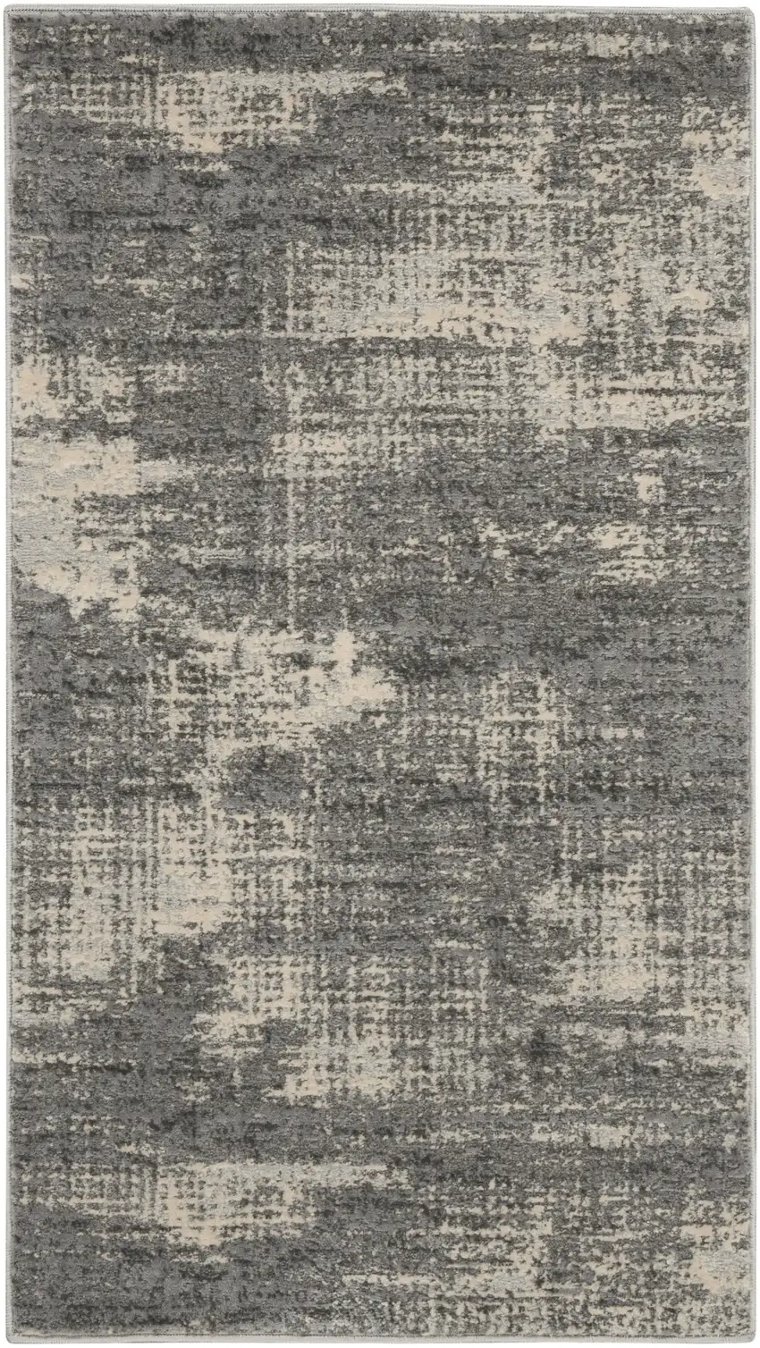 Gray Abstract Power Loom Area Rug Photo 2