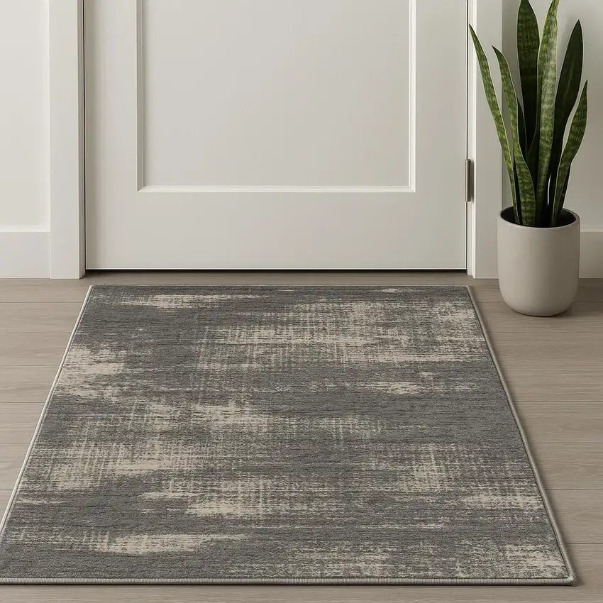 Gray Abstract Power Loom Area Rug Photo 1
