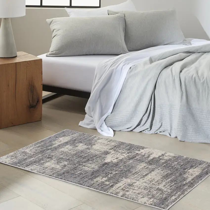 Gray Abstract Power Loom Area Rug Photo 6