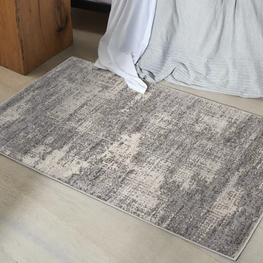 Gray Abstract Power Loom Area Rug Photo 5