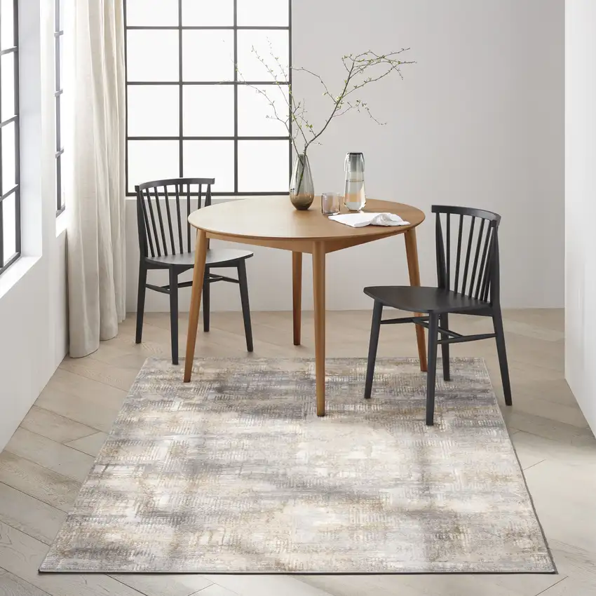 Gray Abstract Power Loom Area Rug Photo 6