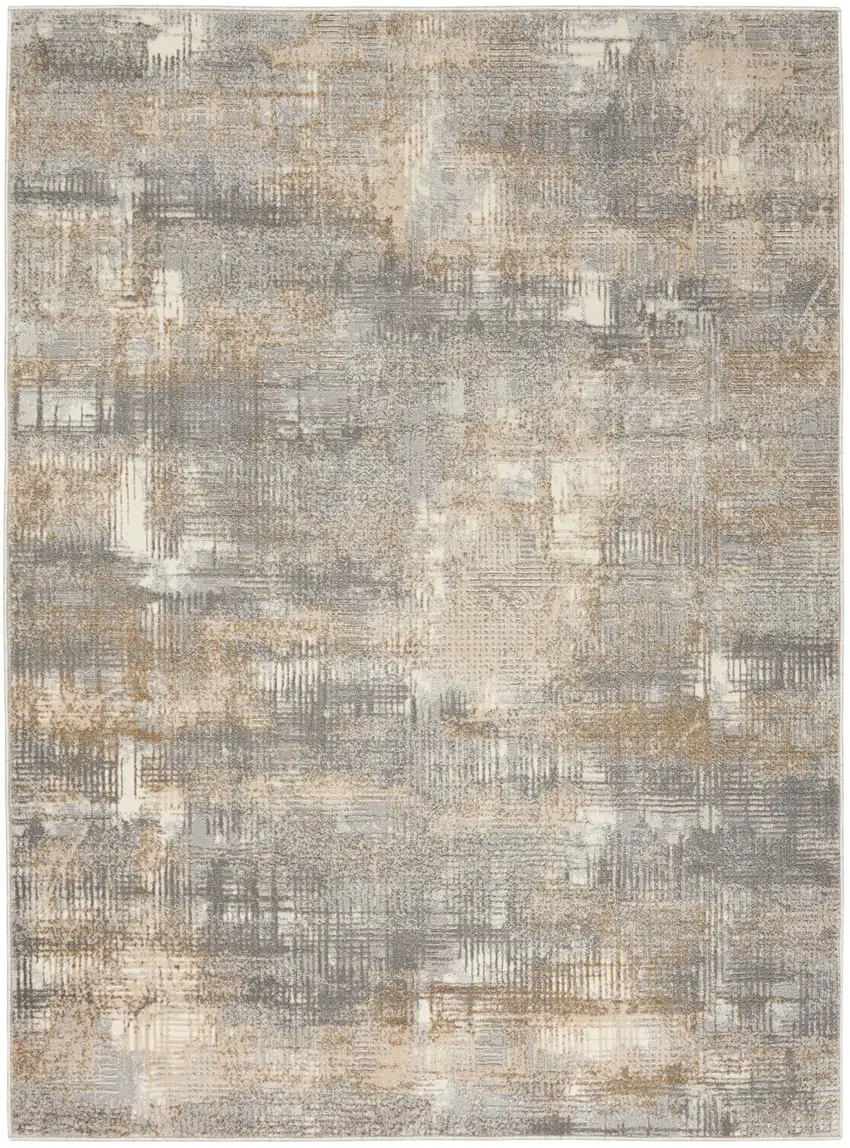Gray Abstract Power Loom Area Rug Photo 7
