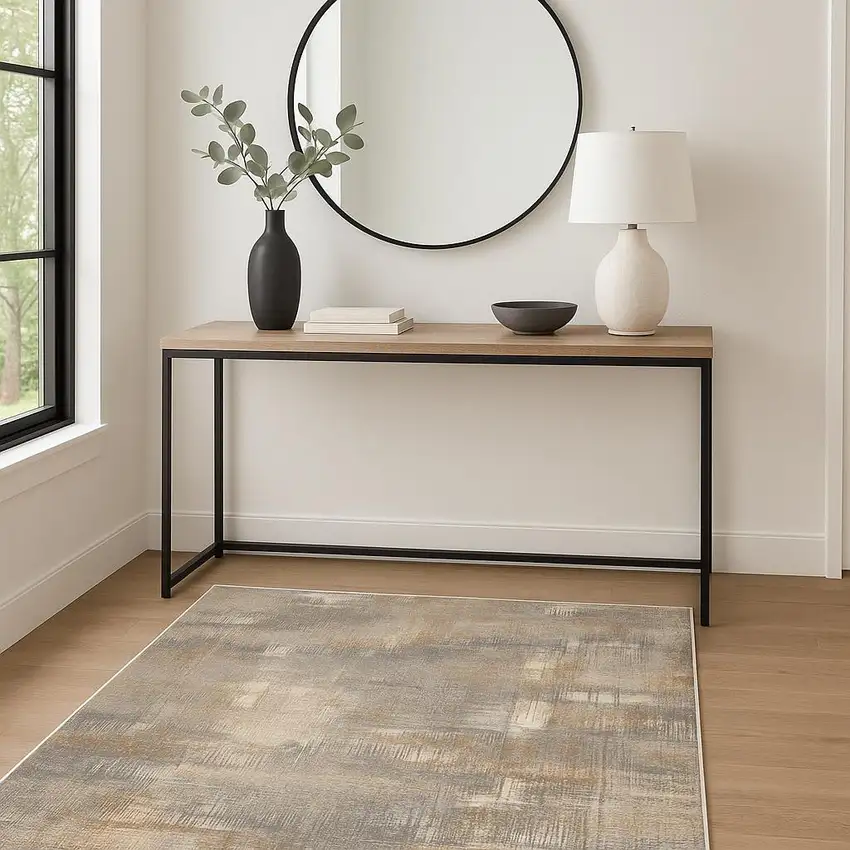 Gray Abstract Power Loom Area Rug Photo 1