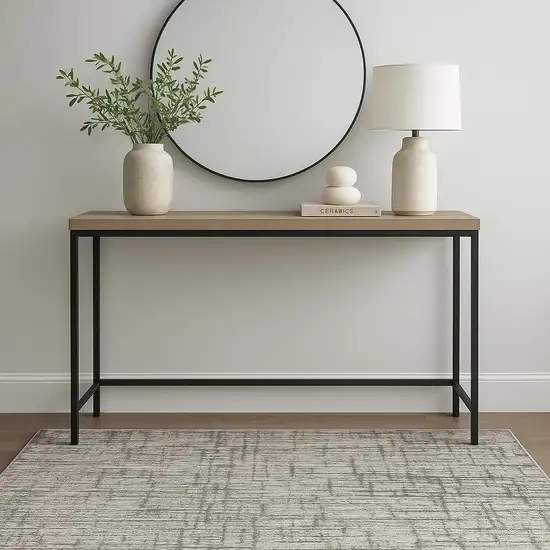 Gray Abstract Power Loom Area Rug Photo 1