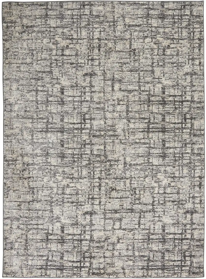 Gray Abstract Power Loom Area Rug Photo 2
