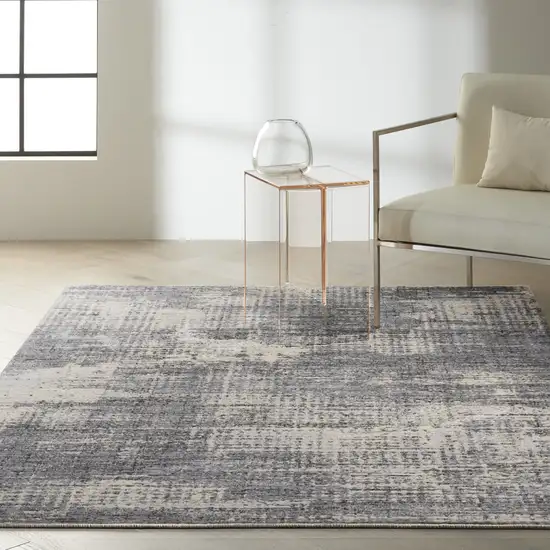 Gray Abstract Power Loom Area Rug Photo 4