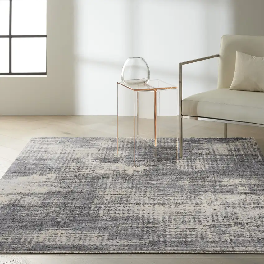 Gray Abstract Power Loom Area Rug Photo 4