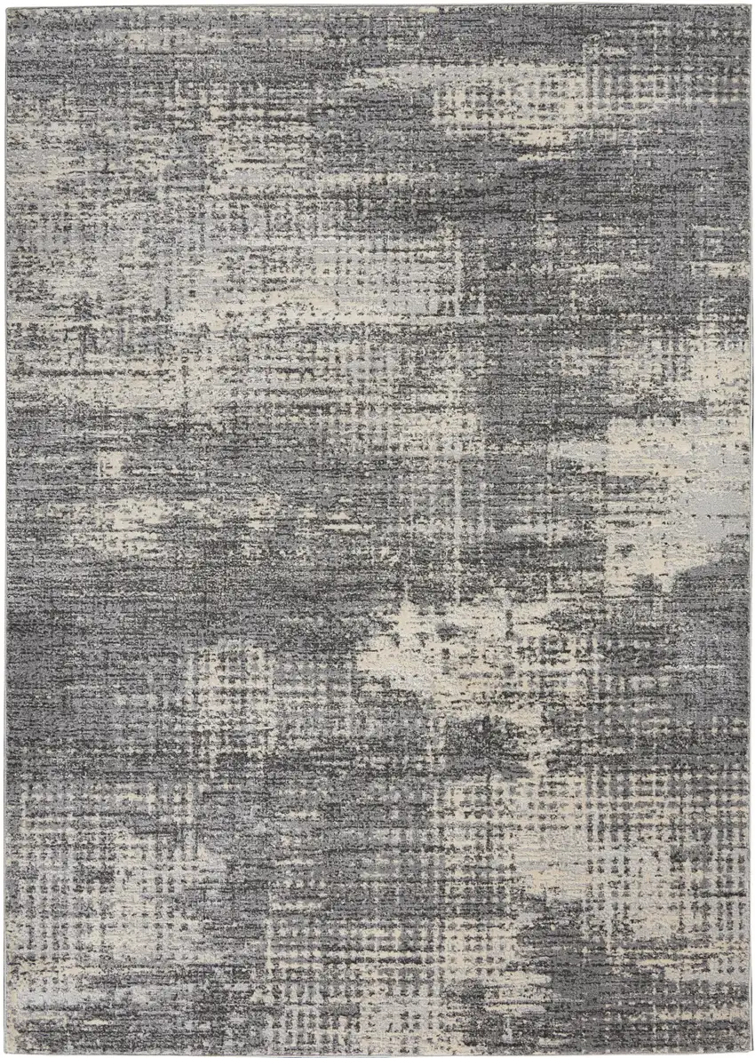 Gray Abstract Power Loom Area Rug Photo 6