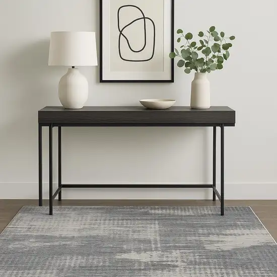 Gray Abstract Power Loom Area Rug Photo 1