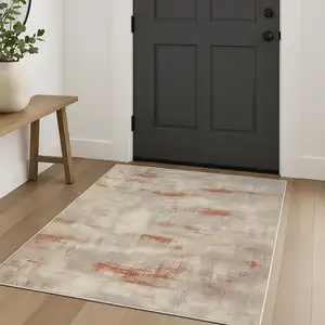 Photo of Gray Abstract Power Loom Area Rug