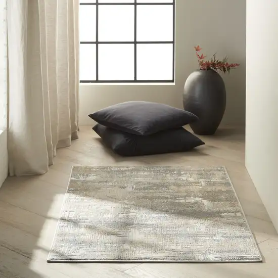 Gray Abstract Power Loom Area Rug Photo 5