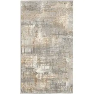 Photo of Gray Abstract Power Loom Area Rug