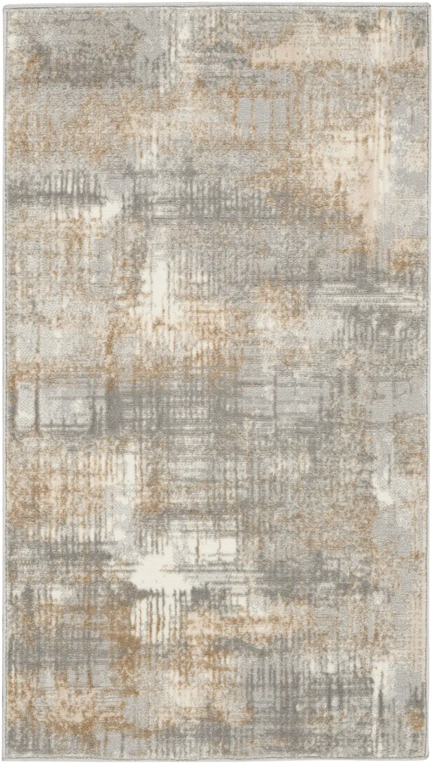 Gray Abstract Power Loom Area Rug Photo 2