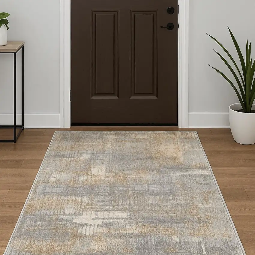 Gray Abstract Power Loom Area Rug Photo 1