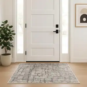 Photo of Gray Abstract Power Loom Area Rug
