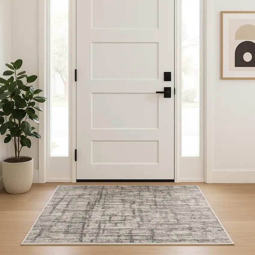 Gray Abstract Power Loom Area Rug Photo 1