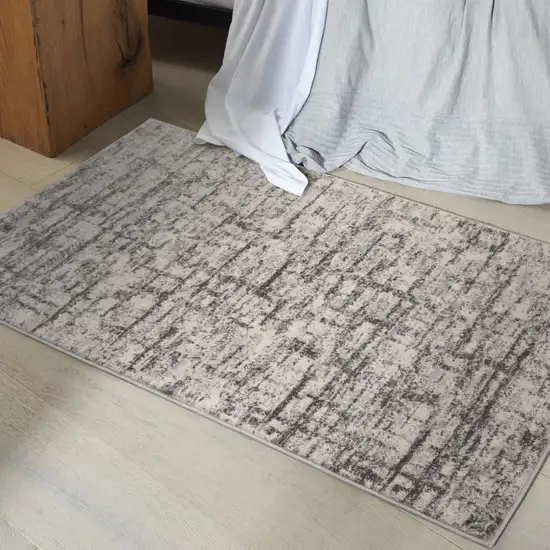 Gray Abstract Power Loom Area Rug Photo 4