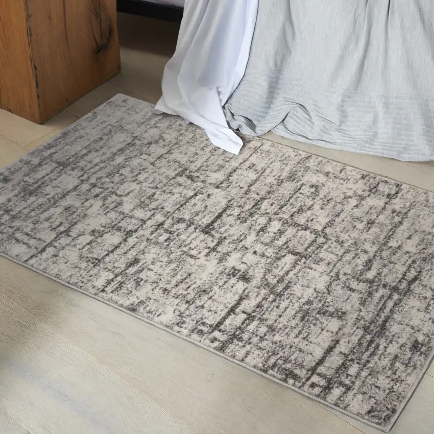 Gray Abstract Power Loom Area Rug Photo 4