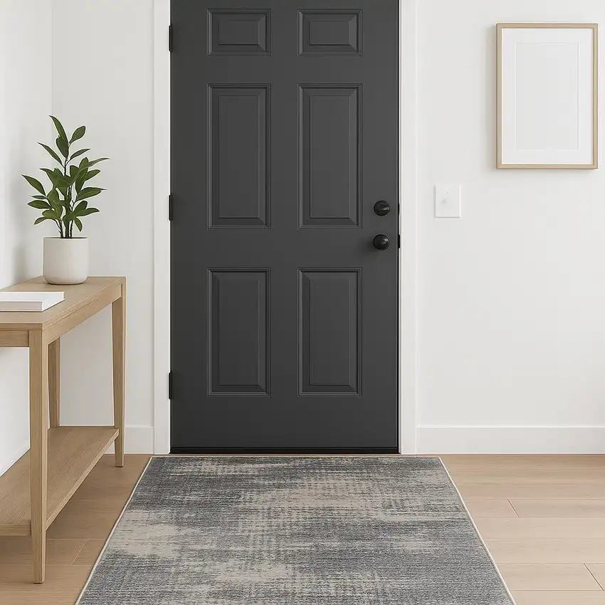 Gray Abstract Power Loom Area Rug Photo 1