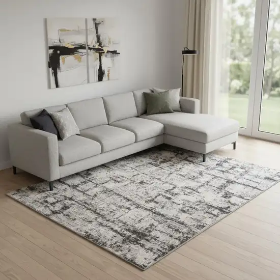 Gray Abstract Power Loom Area Rug Photo 1