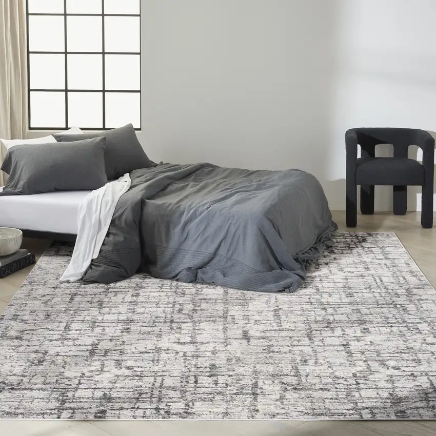 Gray Abstract Power Loom Area Rug Photo 5