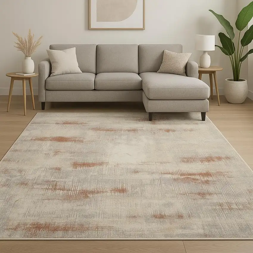 Gray Abstract Power Loom Area Rug Photo 1