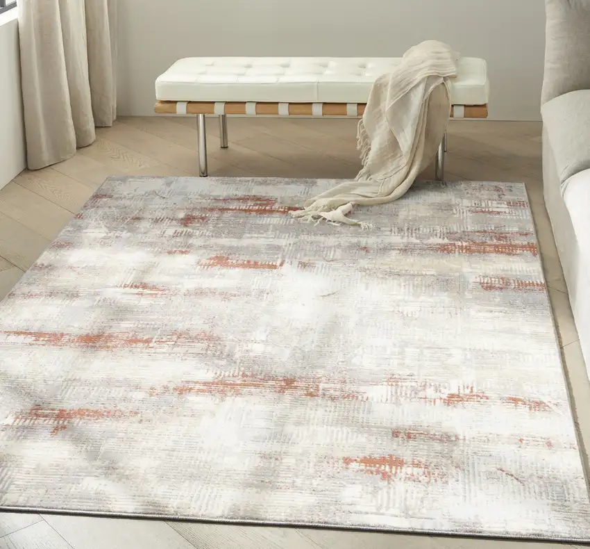Gray Abstract Power Loom Area Rug Photo 3