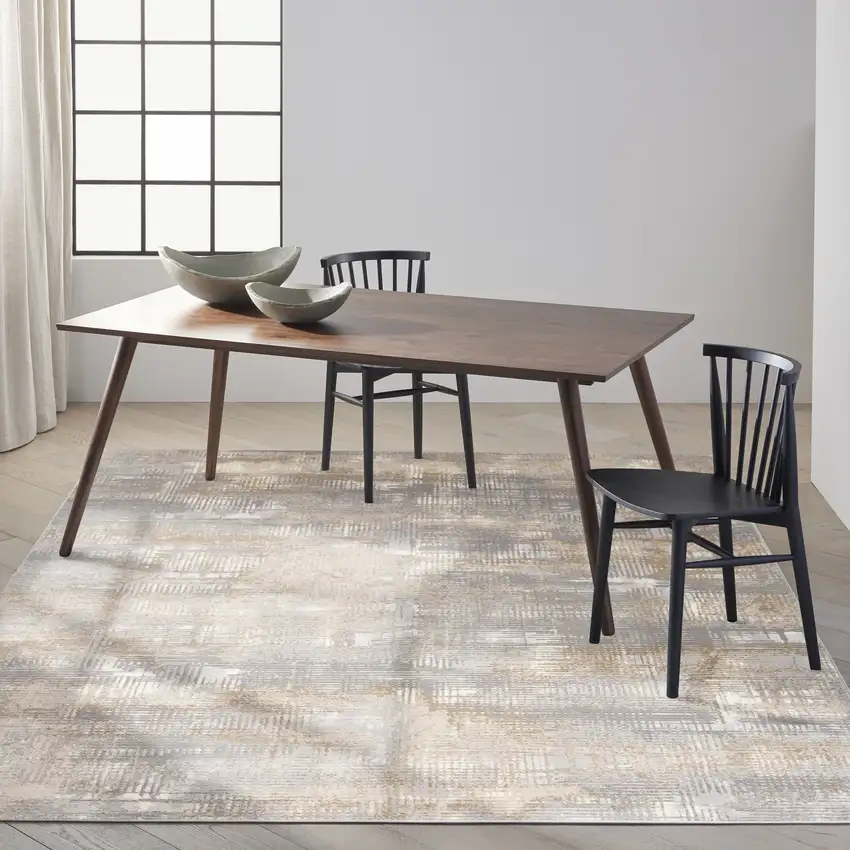 Gray Abstract Power Loom Area Rug Photo 6