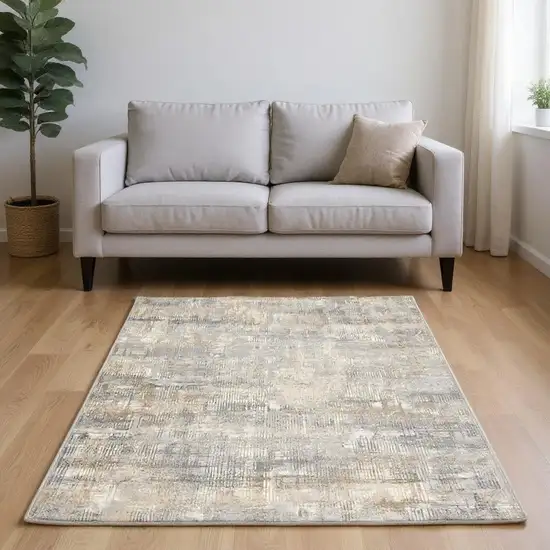 Gray Abstract Power Loom Area Rug Photo 1