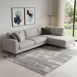 Photo of Gray Abstract Power Loom Area Rug