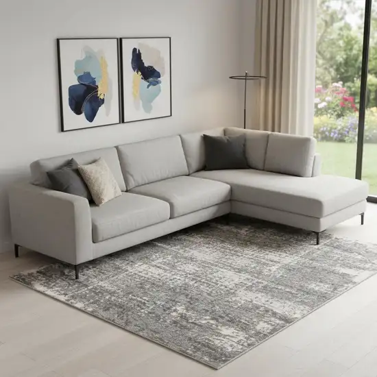 Gray Abstract Power Loom Area Rug Photo 1