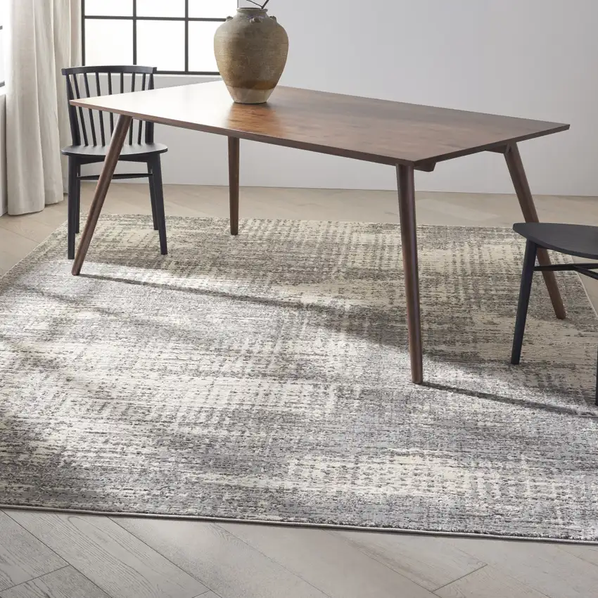 Gray Abstract Power Loom Area Rug Photo 3