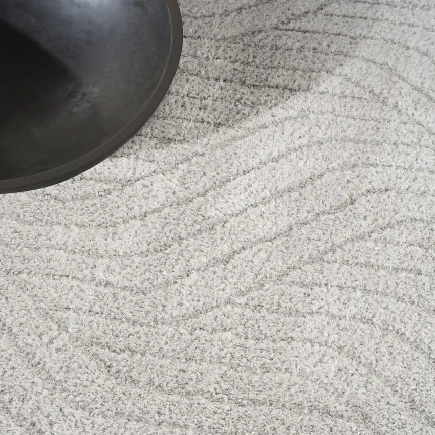 Gray Abstract Power Loom Area Rug Photo 8