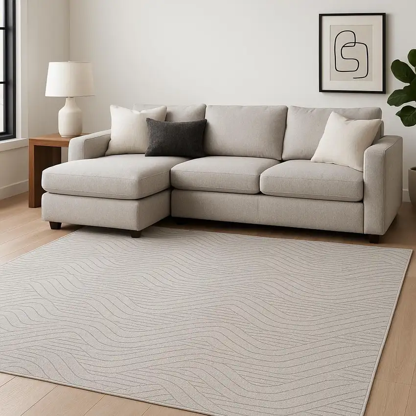 Gray Abstract Power Loom Area Rug Photo 1