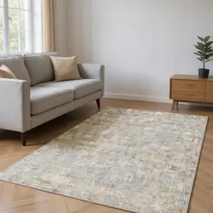 Photo of Gray Abstract Power Loom Area Rug