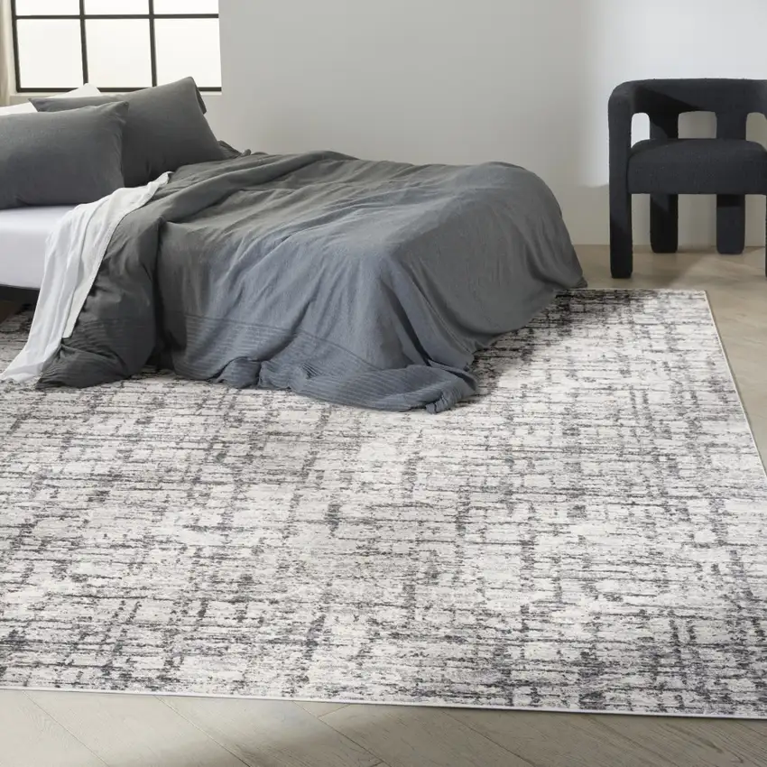 Gray Abstract Power Loom Area Rug Photo 4