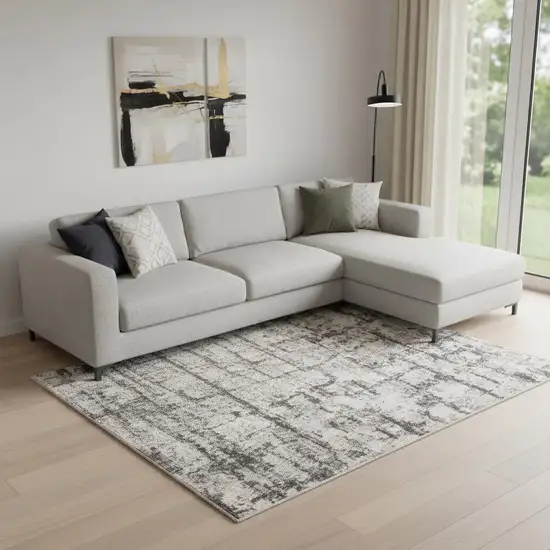 Gray Abstract Power Loom Area Rug Photo 1