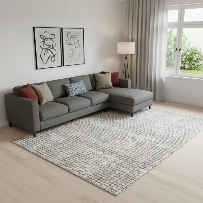 Gray Abstract Power Loom Area Rug Photo 1