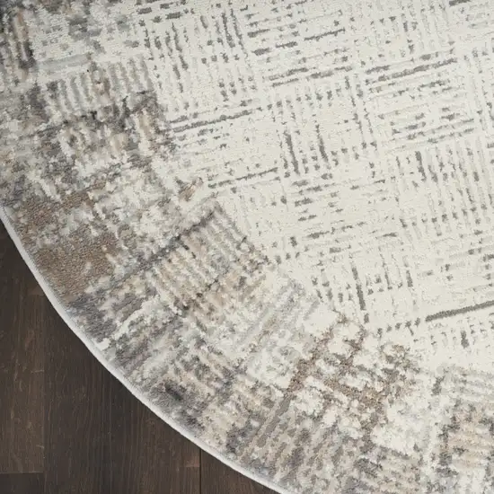 Gray Abstract Oval Rug Photo 8